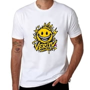 Verity Graphic T-Shirt, Cotton Short Sleeve Tee, Black Yellow Smiley Aesthetic Casual Top