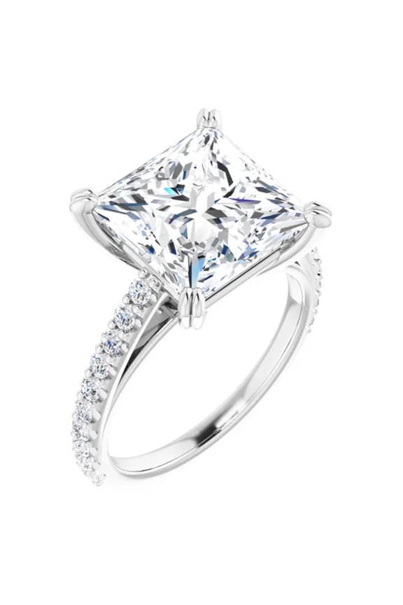 Verity Princess Cut Diamond Engagement Ring Solitaire Accent