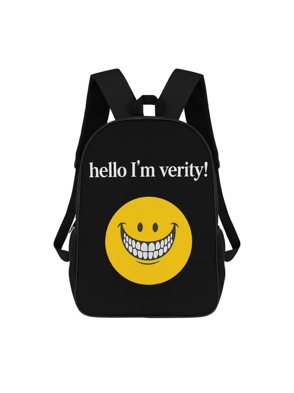 Smiley Face Graphic Backpack, 17 Inch Large Capacity School Bag with Adjustable Straps, Laptop Travel Daypack for Teens and Students