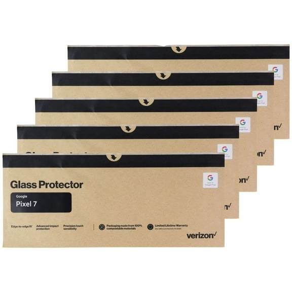 Verizon/Belkin Glass Screen Protectors for Google Pixel 7 - (5-Pack) BULK PKG