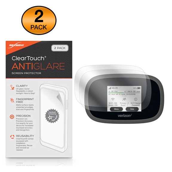 Verizon Jetpack MiFi 8800L Screen Protector, BoxWave [ClearTouch Anti-Glare (2-Pack)] Anti-Fingerprint Matte Film Skin for Verizon Jetpack MiFi 8800L