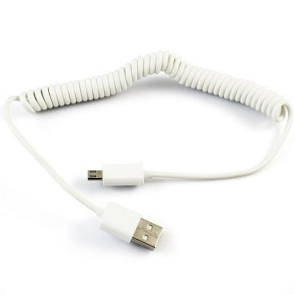 Verizon Samsung Galaxy J3 White Coiled Micro USB Cable Rapid Charger Sync Power Wire Cord B8V