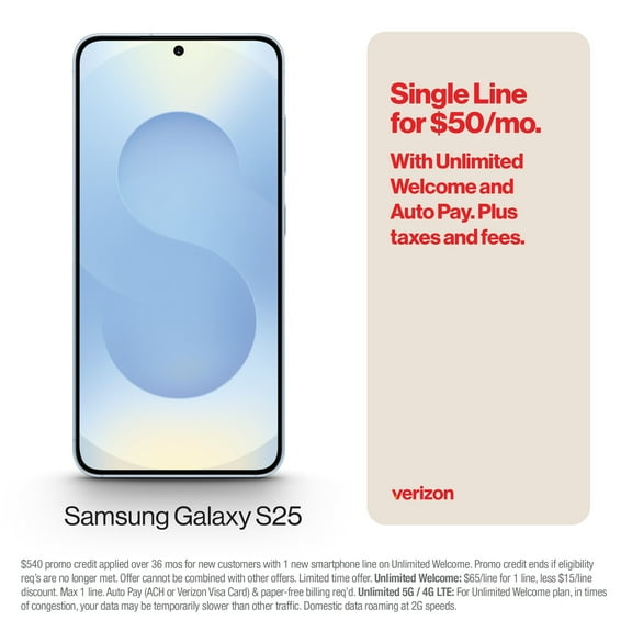Verizon Samsung Galaxy S25 MInt 128 GB