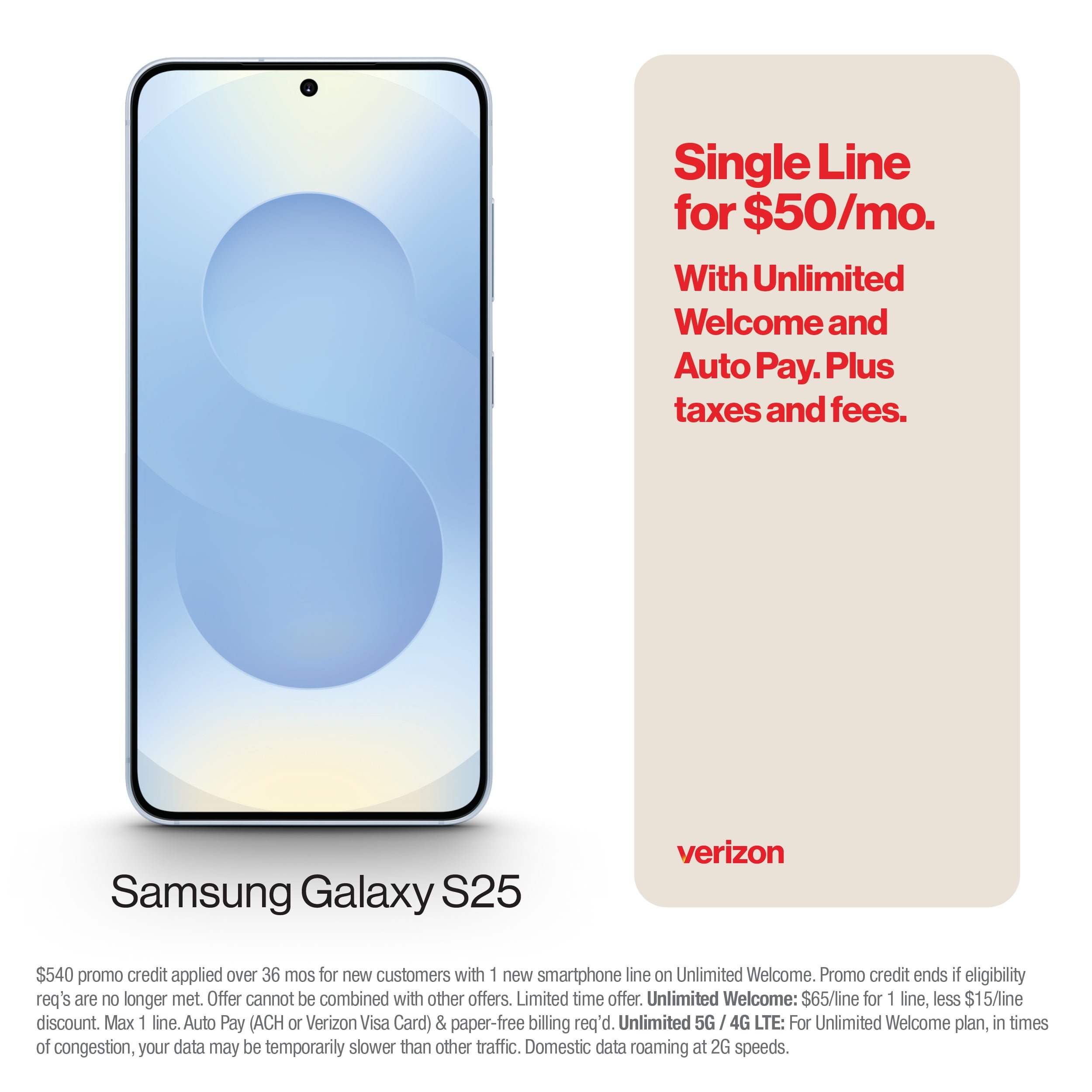 Verizon Samsung Galaxy S25 Navy 256 GB