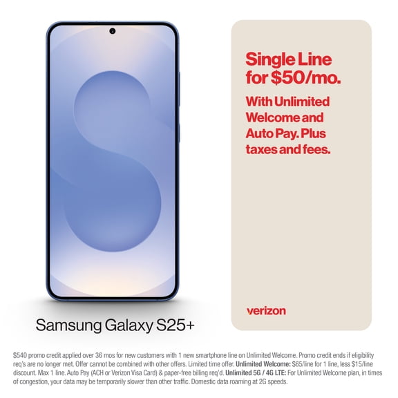 Verizon Samsung Galaxy S25 Plus Silver Shadow 512 GB