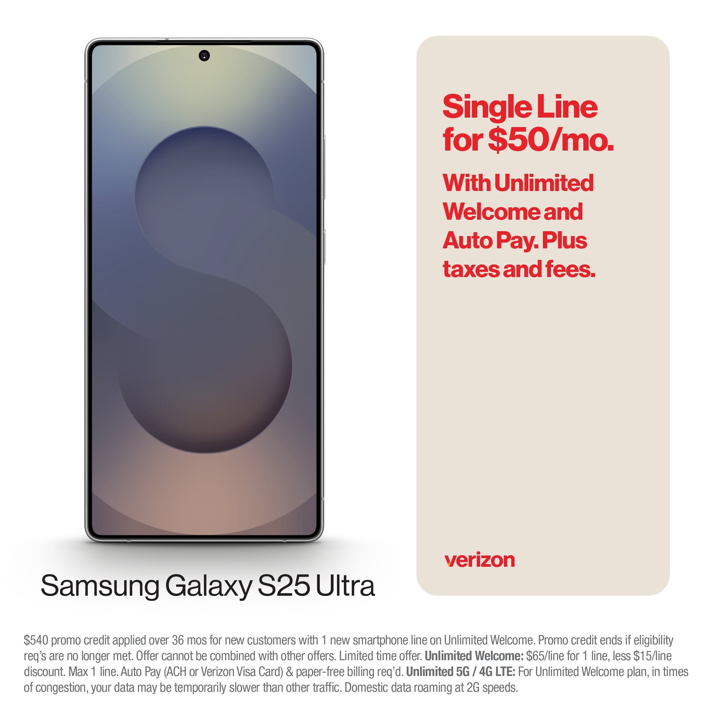 Verizon Samsung Galaxy S25 Ultra Titanium Gray 256 GB