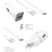 Verizon ZTE Zmax Char ger Fast Micro USB 2.0 Cable Kit by Ixir - (Fast Wall Char ger + Fast Car Char ger + 2 Cable)