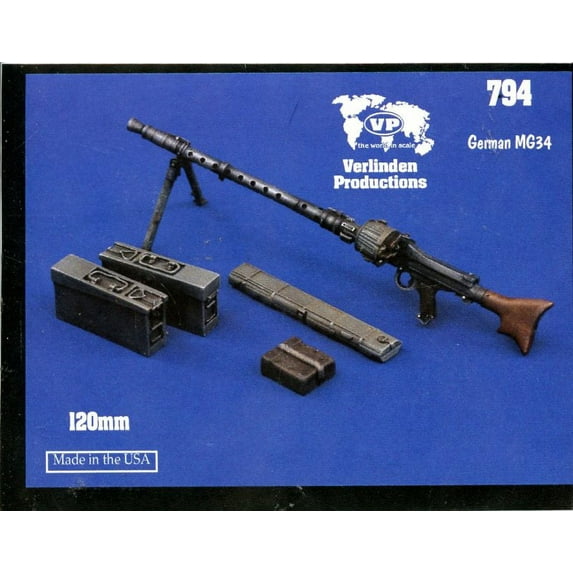 Verlinden Productions 120mm MG34 German Machinegun WWII Resin #794