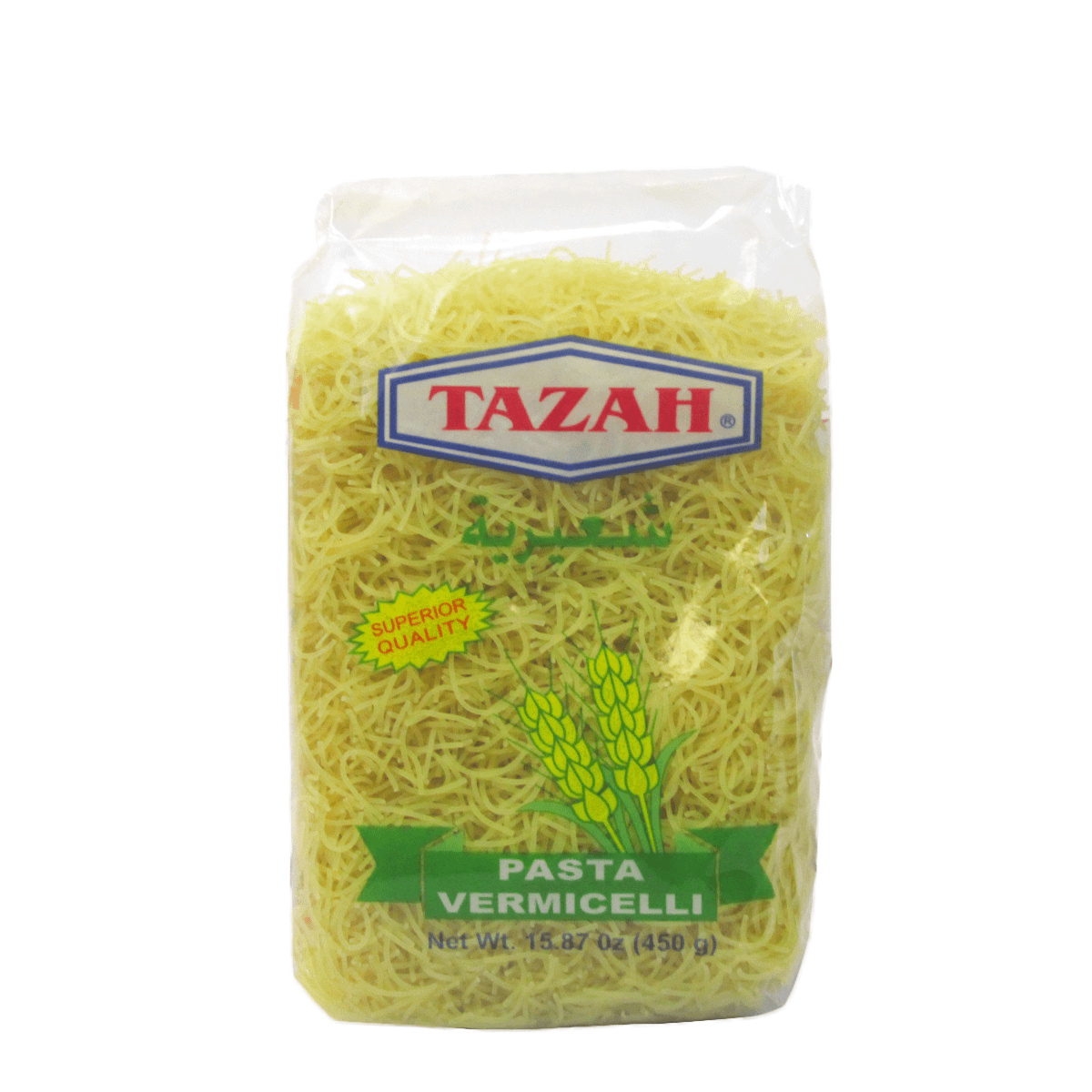Tazah Vermicelli Noodles 15.87oz 450g - Delicious, Nutritious, Quick-Cooking, Versatile Pasta - Ideal for Soups, Salads, Stir-Fry Dishes - Authentic Mediterranean Cuisine - Product of UAE