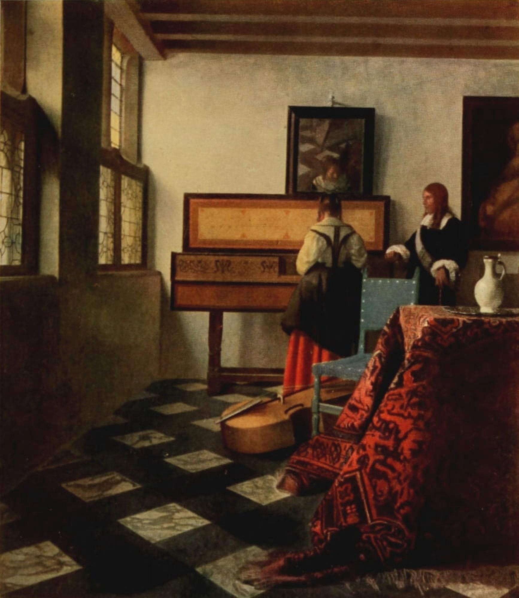 Vermeer 1937 The Music Lesson Canvas Art - Johannes Vermeer (24 x 36)
