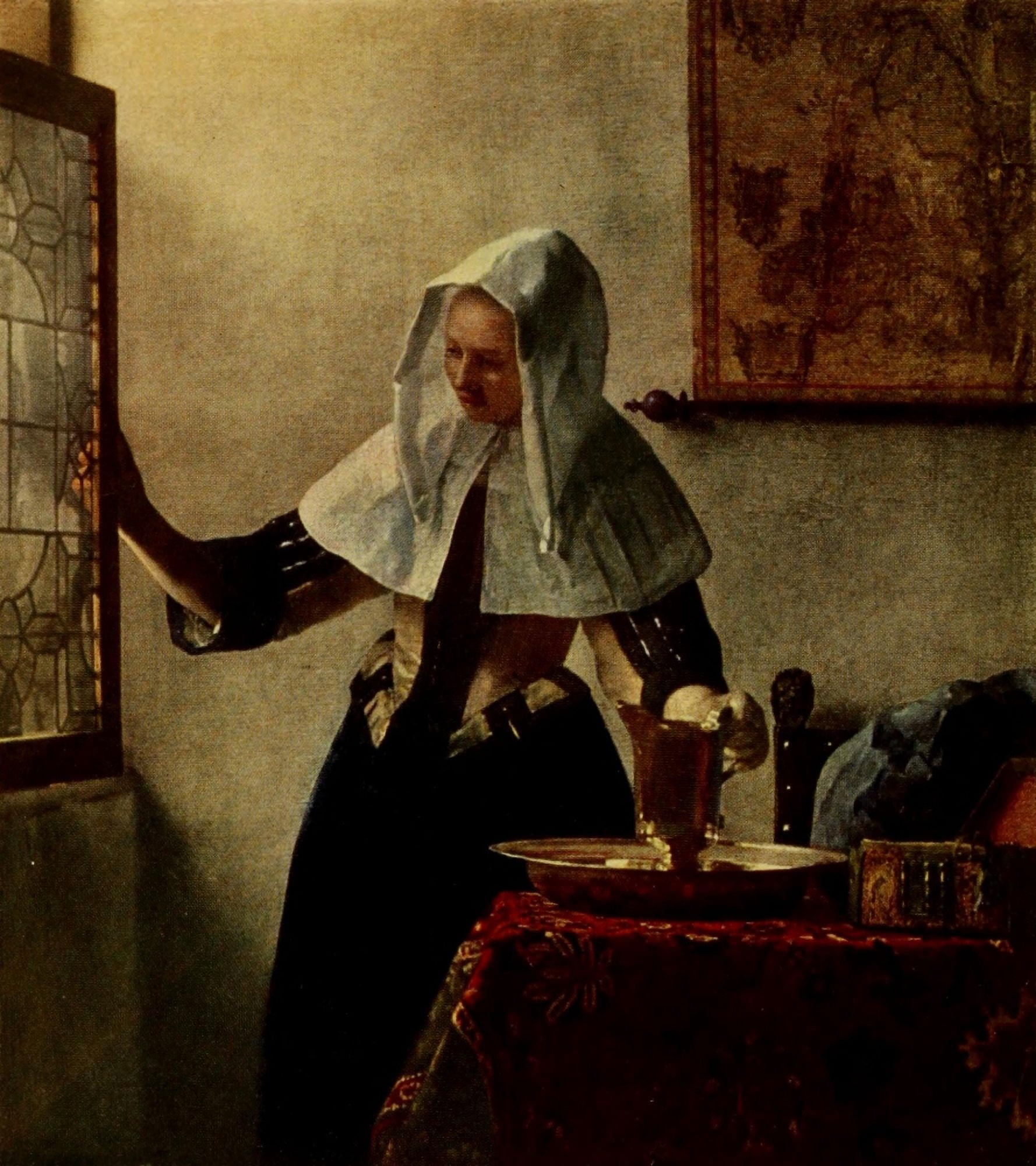 Vermeer 1937 Woman opening a Casement Canvas Art - Johannes Vermeer (18 x 24)