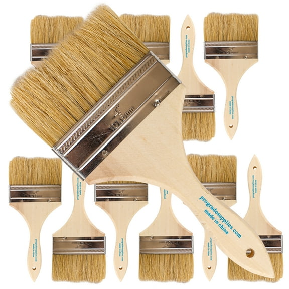 Vermeer Chip Paint Brushes - 12-Pack - 4" Chip Brushes for Paints, Stains, Varnishes, Glues, & Gesso