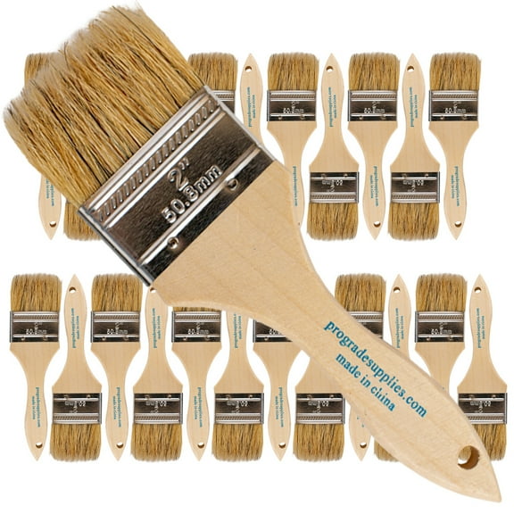 Vermeer Chip Paint Brushes - 24-Pack - 2" Chip Brushes for Paints, Stains, Varnishes, Glues, & Gesso