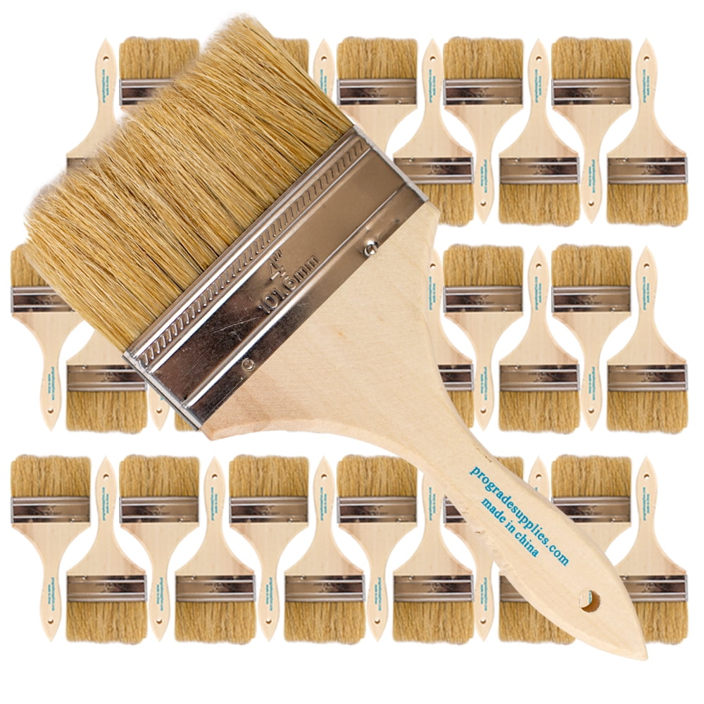 Vermeer Chip Paint Brushes - 36-Pack - 4" Chip Brushes for Paints, Stains, Varnishes, Glues, & Gesso