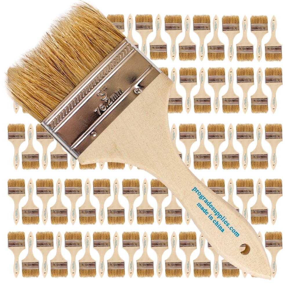 Vermeer Chip Paint Brushes - 96-Pack - 3" Chip Brushes for Paints, Stains, Varnishes, Glues, & Gesso