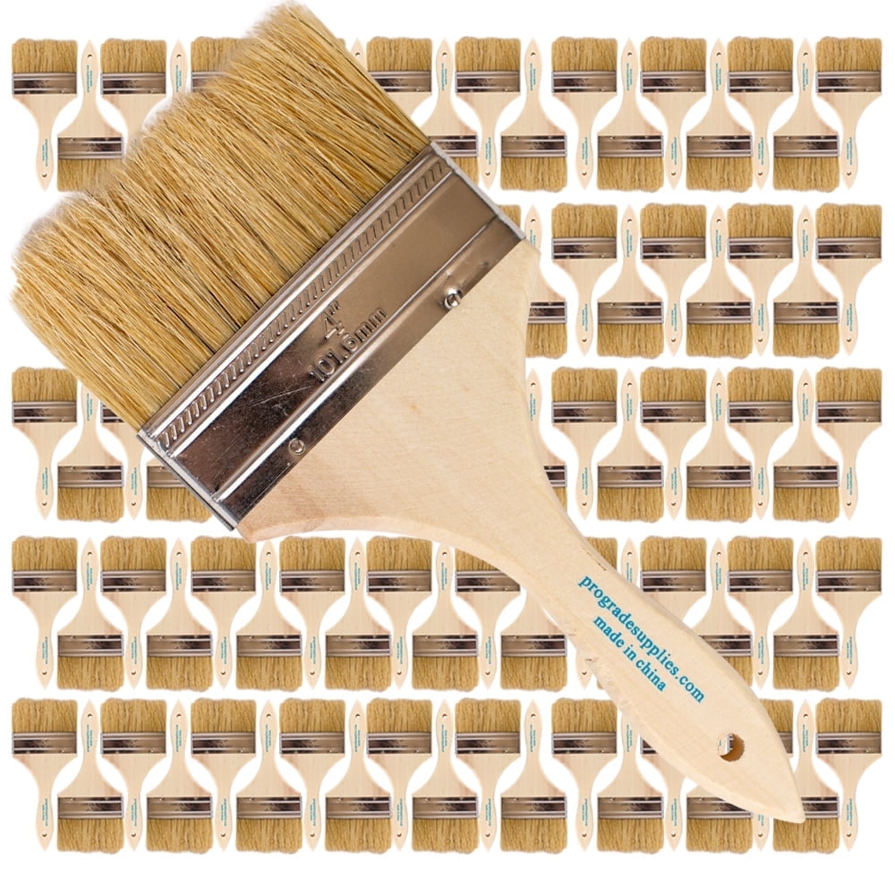 Vermeer Chip Paint Brushes - 96-Pack - 4" Chip Brushes for Paints, Stains, Varnishes, Glues, & Gesso