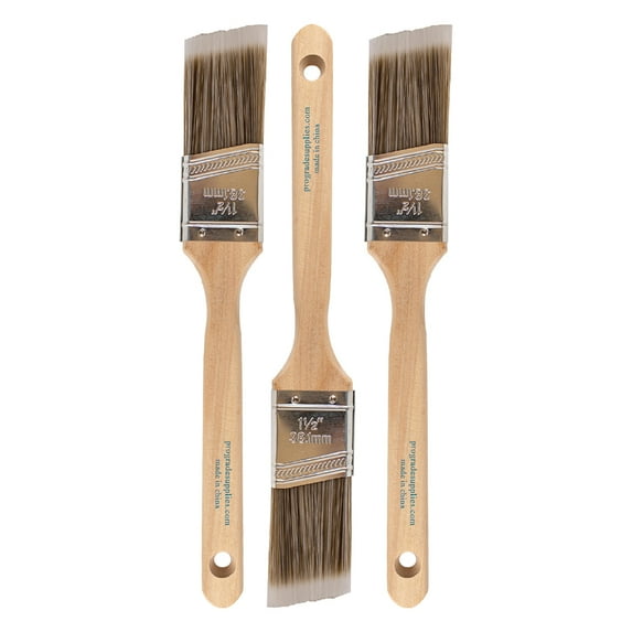 Vermeer Paint Brush Set - 3-Pack - 1.5" Angle Brushes for All Latex and Oil Paints & Stains