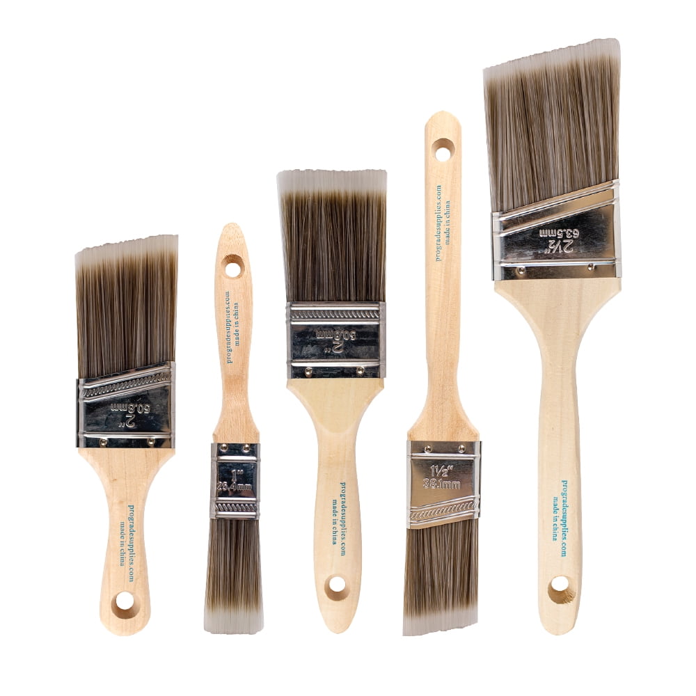 Vermeer Paint Brush Set 5Piece Flat and Angle Brushes for All Latex