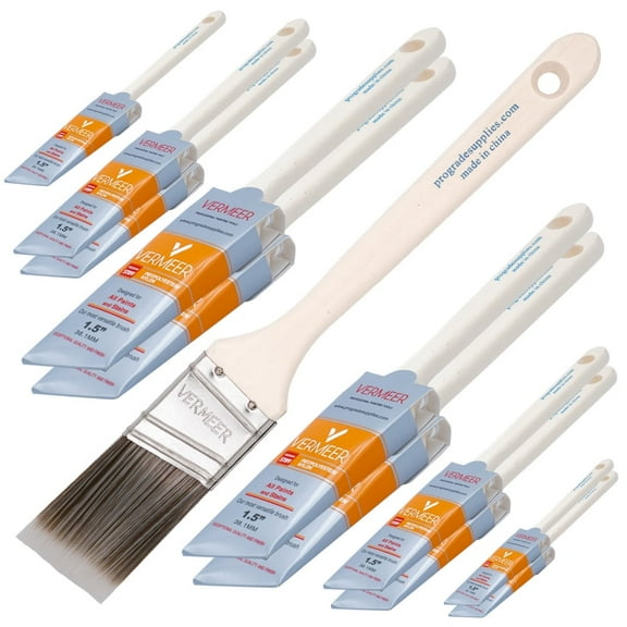 Vermeer Paint Brushes - 12-Pack - 1.5" Angle Brushes for All Latex and Oil Paints & Stains