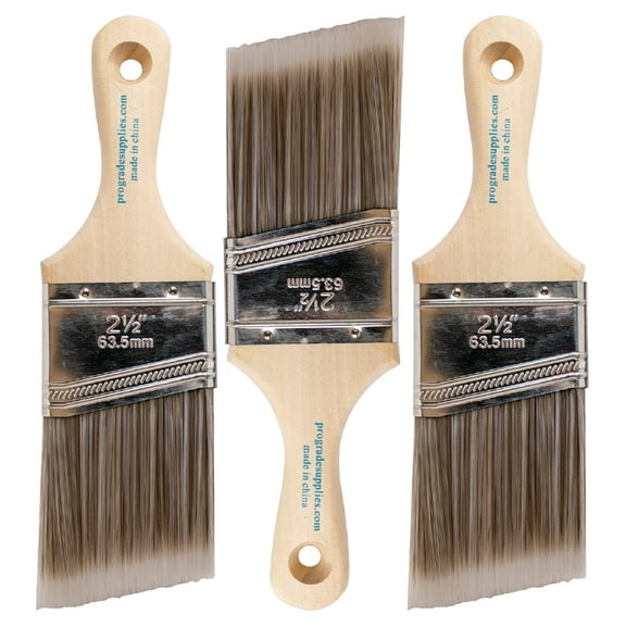 Vermeer Paint Brushes - 3-Pack - 2.5" Angle Stubby Brushes for All Latex and Oil Paints & Stains