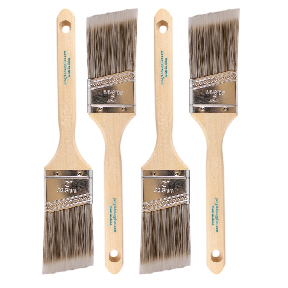 Vermeer 4-Pack 2-Inch Angle Sash Paint Brushes – Synthetic Filaments For Latex & Oil Paints, Stains, And Varnishes