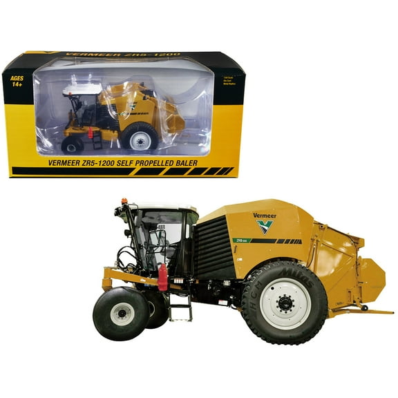 Vermeer ZR5-1200 Self Propelled Baler Yellow with Bale 1/64 Diecast Model by SpecCast
