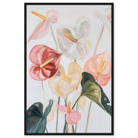 Vermilion Pact III Canvas Pastel Floral Art by Art Remedy, Black Frame, 16" x 24"