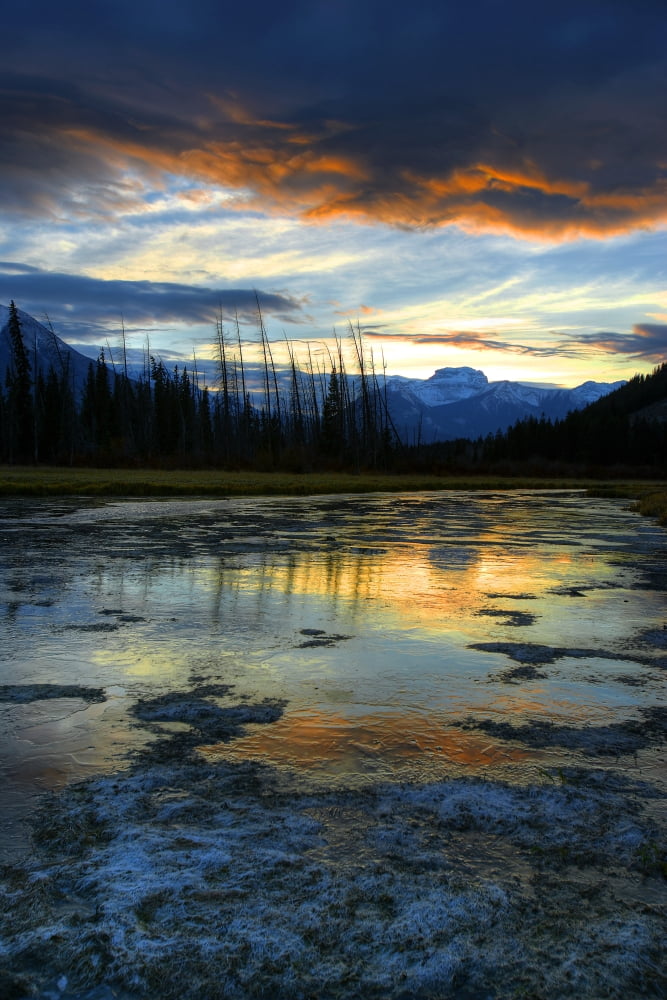 Vermillion Lakes Outside Of Banff Alberta Canvas Art - Robert Postma Design Pics (22 x 34)
