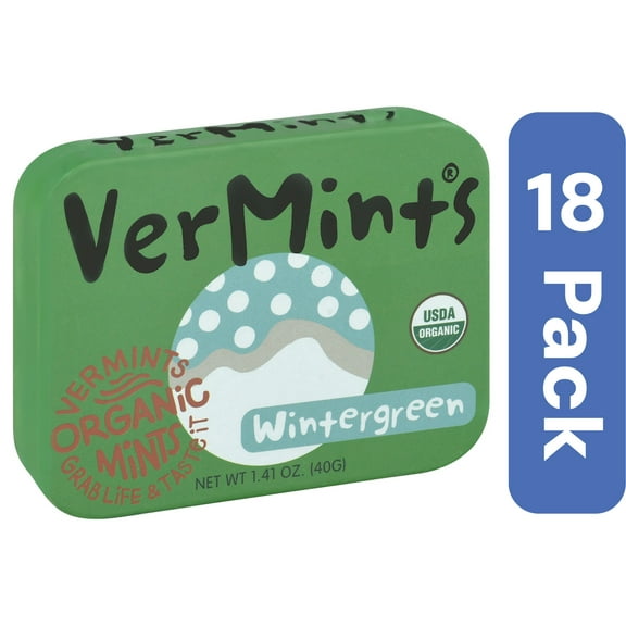 Vermints Candy Wintergreen Organic 1.41 oz (Pack Of 18)
