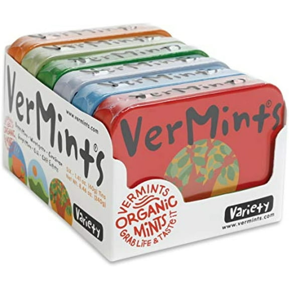Vermints Organic Variety 6 Pack - 1 Tin Of Each Flavor