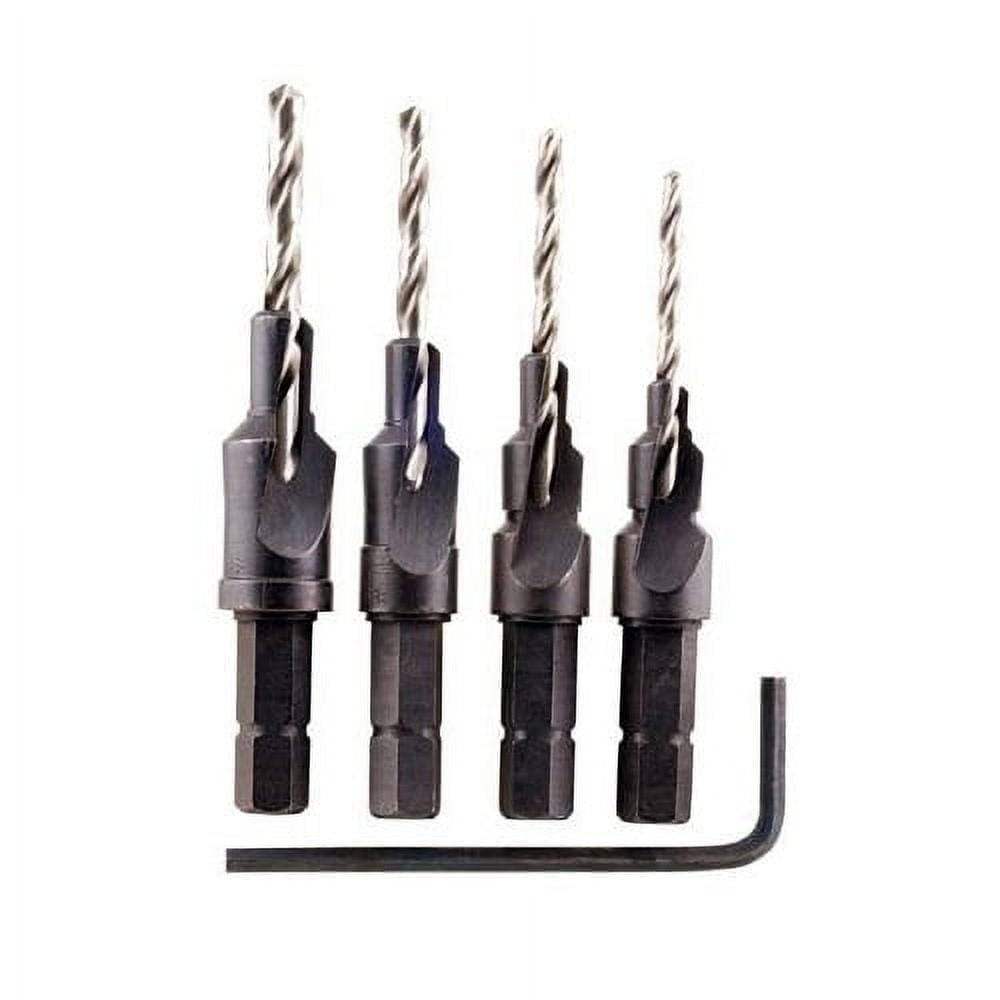 Vermont 16515 no.6 to no.10 Hex Shank Predrill and Countersink Assortment, 4-Piece