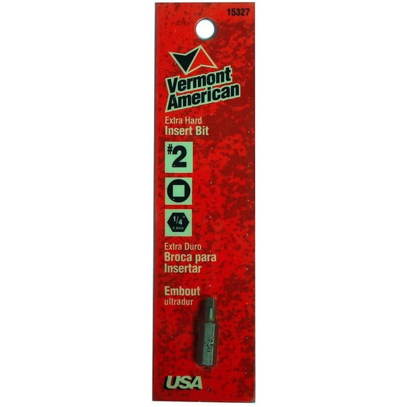 Vermont American 15327 - Extra-Hard 1/4" Shank #2 Square Recess 1" Insert Bit Socket Wrenches