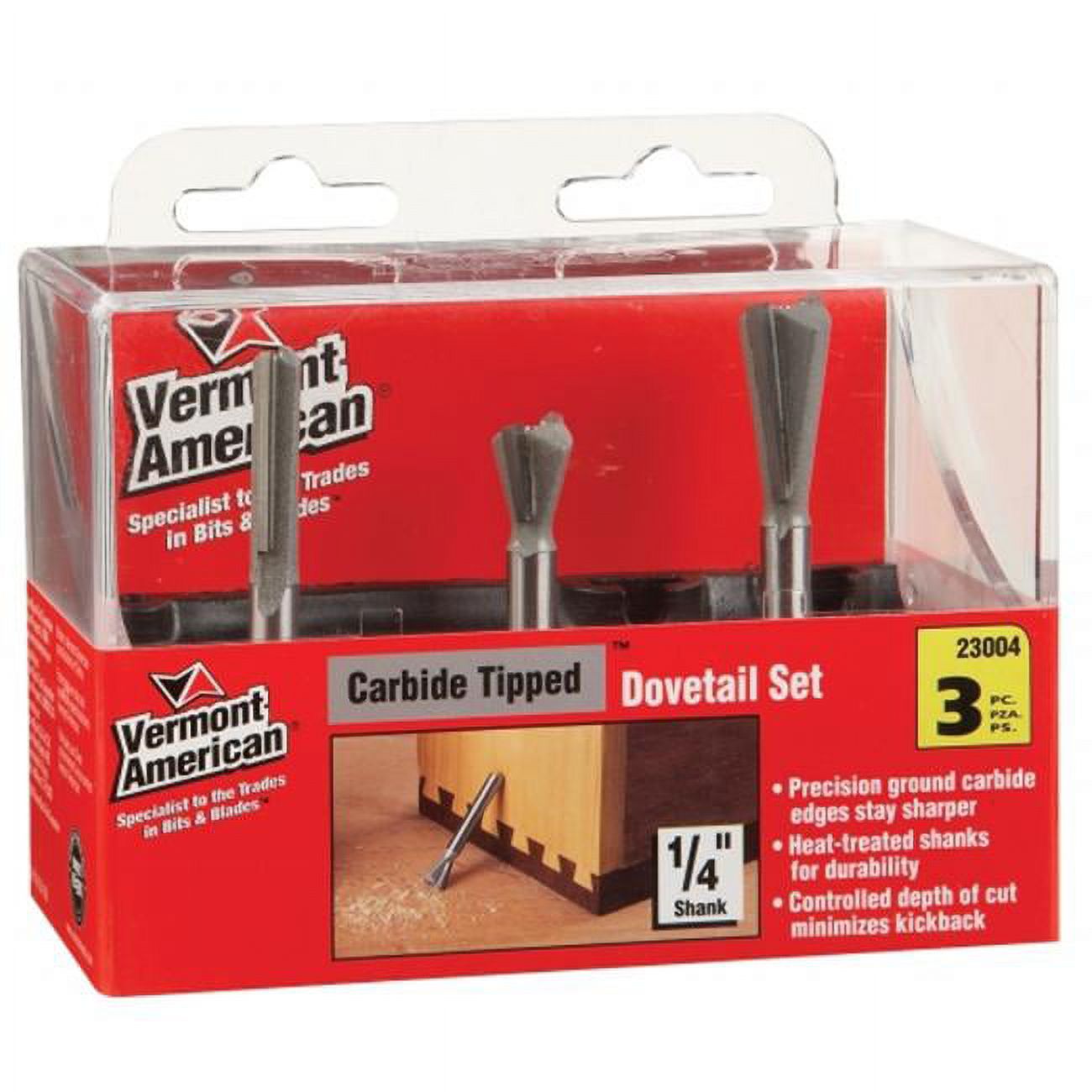 Vermont American 3 Piece Dovetail Router Bit Set  23004 - image 1 of 2