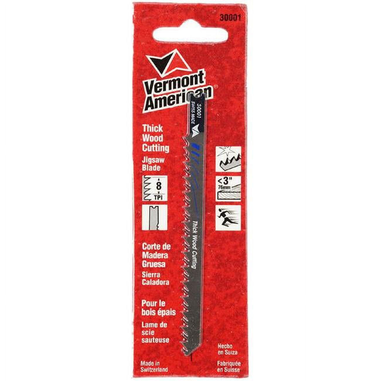 Vermont American 30001 4.13 in. Thick Wood Cutting U-Shank Jig Saw Blade