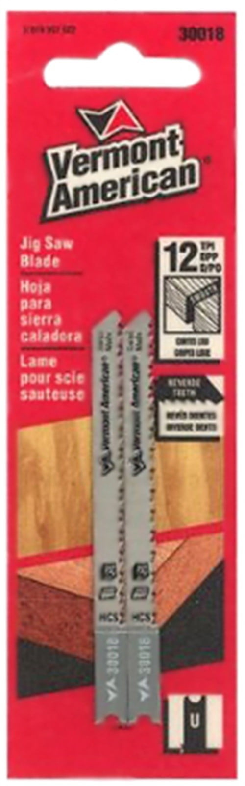 Vermont American 30018 3-1/8" 10 Tpi Hss U-Shank Multi Purpose Jig Saw Blade