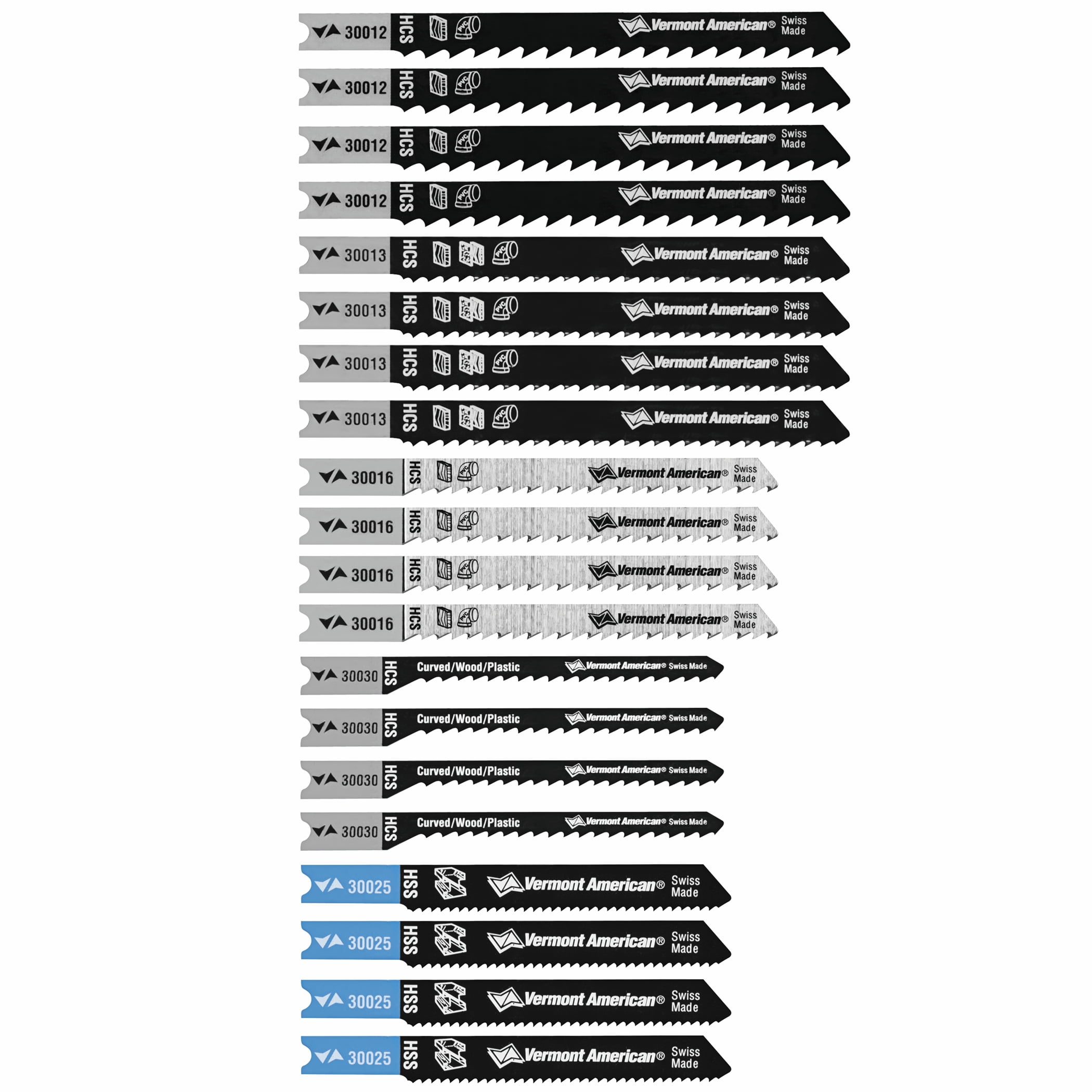 Vermont American 30038 20-Piece Assorted U-Shank Jig Saw Blade Set