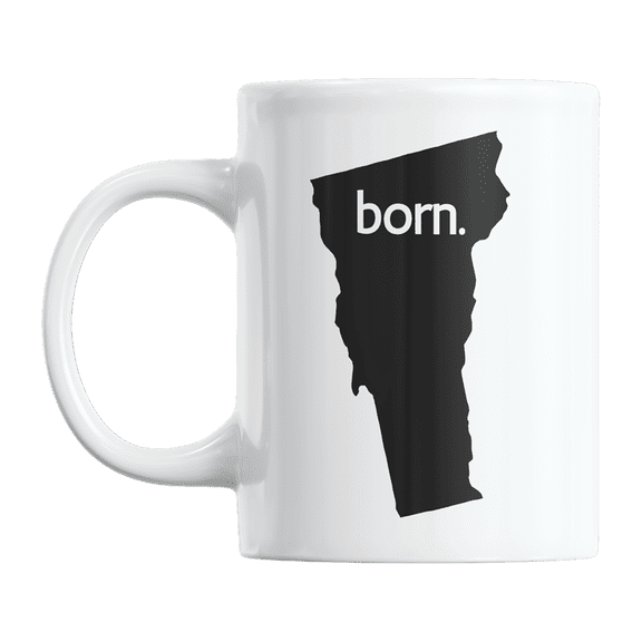 Vermont Born & VT USA State Map Outline, US Citizen Coffee & Tea Mug Cup (11oz)