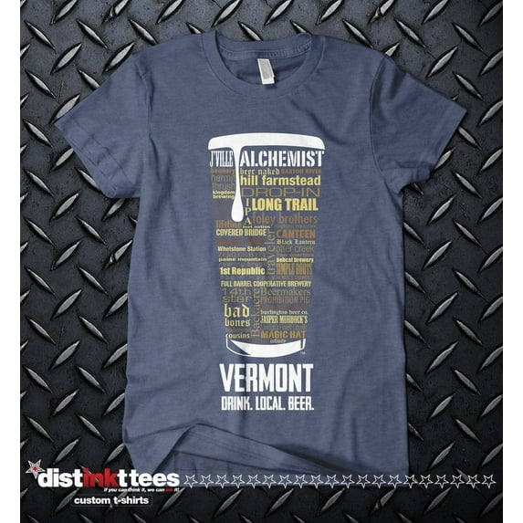 Vermont Breweries T-Shirt - Vintage Navy Blue, Large | Unique Beer Gifts for Dad & Him