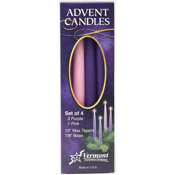Christmas Advent Candle Set (Set of 4) - Made in The U.S.A. - 10 Inch Wax Taper Candles