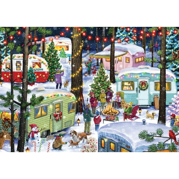 Vermont Christmas Company 1000-Piece Holiday Camping Jigsaw Puzzle