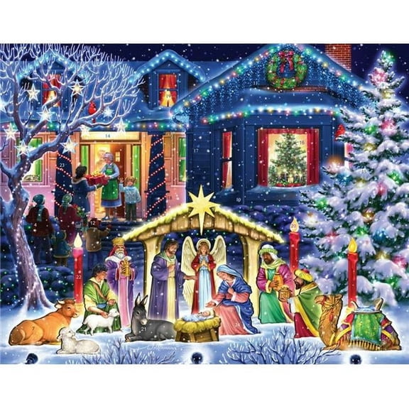 Vermont Christmas Company 256162 Large Advent Calendar - Nighttime Nativity