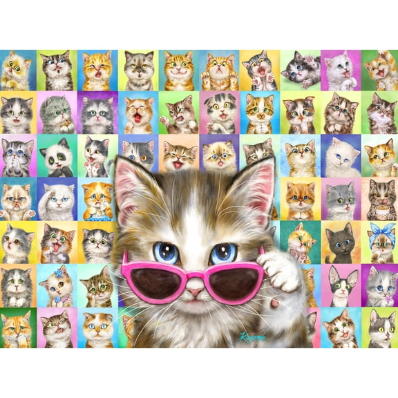Vermont Christmas Company Cool Cats Jigsaw Puzzle 550 Piece - Fully Interlocking and Randomly Shaped Piece - 24" x 18"