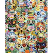 Vermont Christmas Company Day of The Dead (Sugar Skulls) Jigsaw Puzzle 1000 Piece - 30" x 24" Puzzle for Adults with Large & Randomly Shaped Pieces - Family Hour Jigsaw Puzzles for Adults