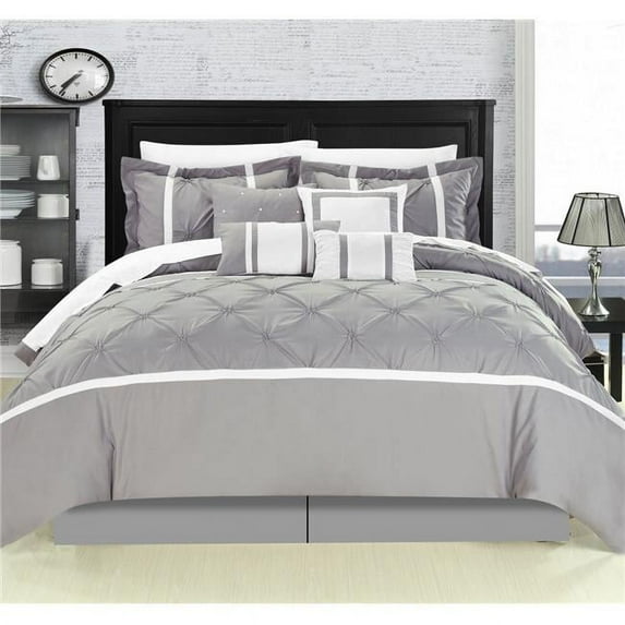 Vermont Comforter Set - Grey - Queen - 8 Piece
