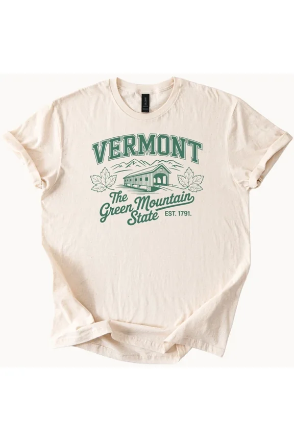 Vermont Covered Bridge Green Mountain State Tee Size S-5Xl Heygategoo Tee