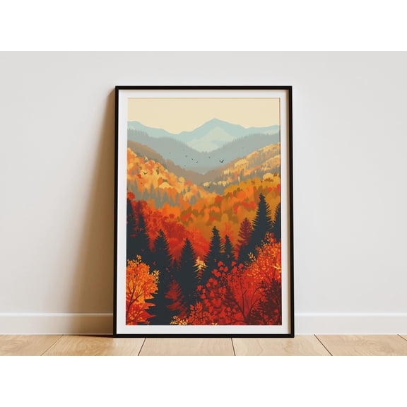 Vermont Fall Forest Poster Autumn Landscape Nature Wall Poster Mountain Poster Colorful Forest Art, Poster Only