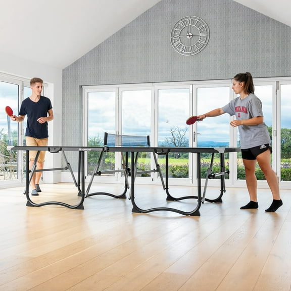 Vermont Foldable & Portable Table Tennis Table with 2 Vermont Strike Bats & 6 Star Balls, 108x60x30 inch, PVC
