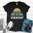 thumbnail image 1 of Vermont Forest Retro Trees Nature Outdoor Travel Graphic Tee Shirt,for unisex up to size 5XL, 1 of 2