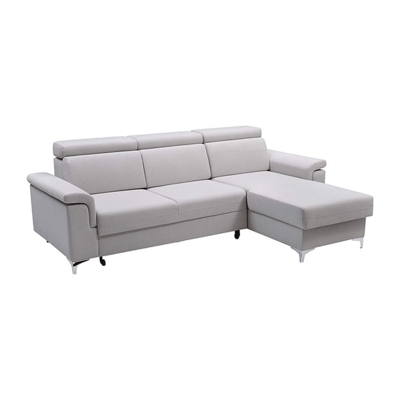 Vermont Futon Sectional Sofa Bed, Sleeper with Storage and Adjustable Headrests, Gray