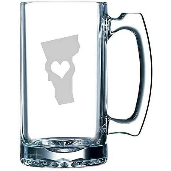 Vermont Heart States Etched 25oz Beer Mug